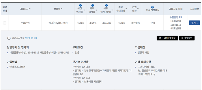 예금 금리 순위 조회 예금금리 높은 곳8